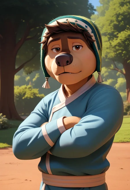 score_9, score_8_up, score_7_up, (by bodird), rockdog, (colorful),
mastif, dog boy, dog, bodi, fluffy hat
looking at viewer, smiles, lidded eyes, front view, angle, standing, straight back, crossed arms, high quality, high resolution, photorealism, outdoors, in full growth, sexy