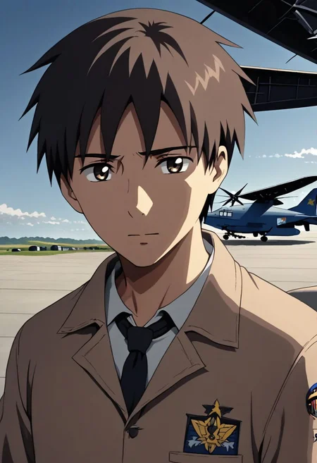 high resolution, solo, best quality, 1Boy, Takaki Toono, Brownish Hair, Brown Eyes, dystopia, Plane Crash, OverallDetail