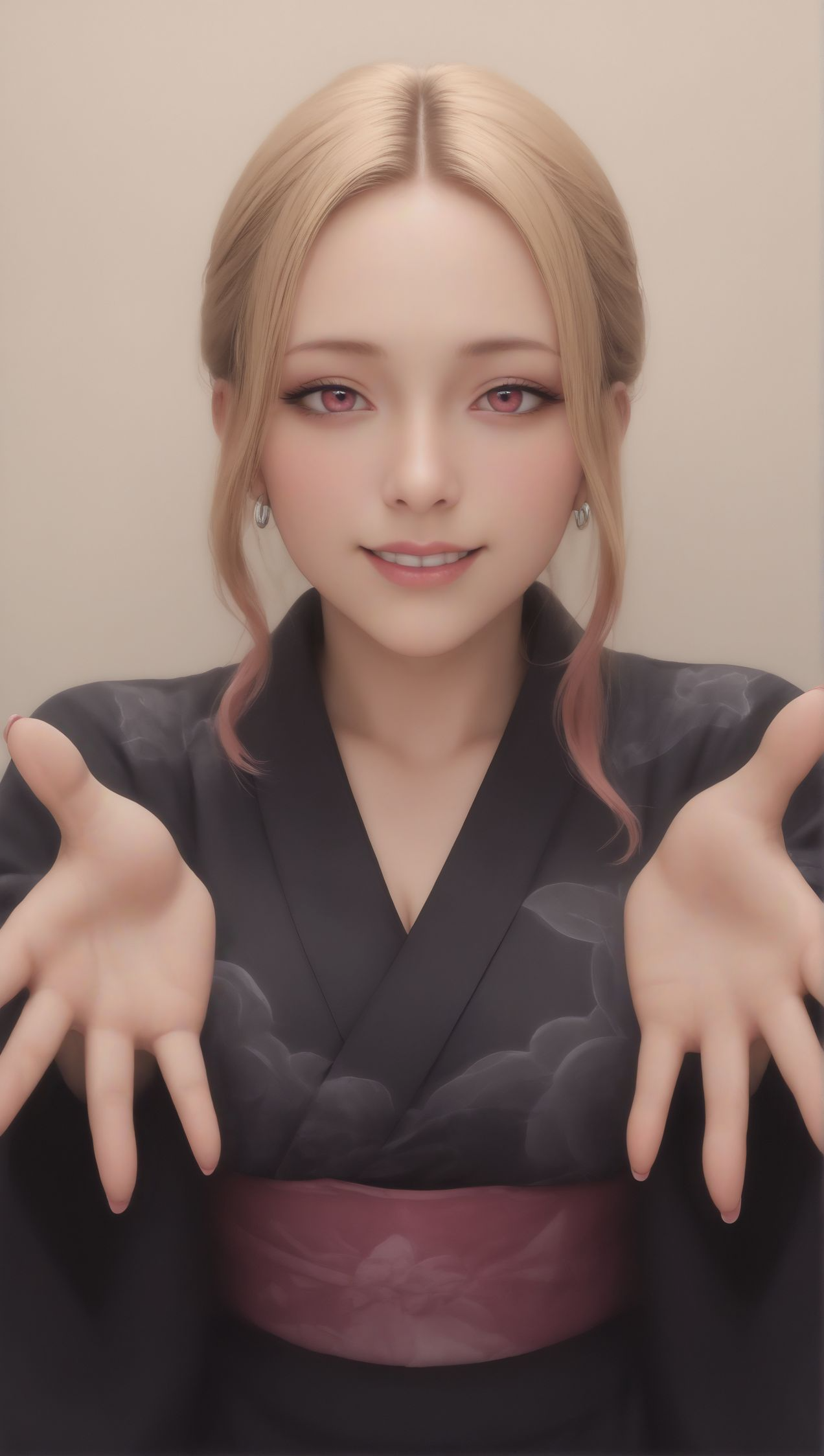 score_9,score_8_up,score_7_up,realistic,
<lora:Quality tweaker_last:-2>,
<lora:Breast Slider - Pony_alpha1.0_rank4_noxattn_last:2.5>,
<lora:style012:0.5>,
half-closed eyes,teeth,lip biting,alluring face,blush,
<lora:Incoming_Hug_Pony>,INCOMING HUG,
<lora:Hoseki_MyDressUpDarling_MarinKitagawa_PDXL_v1:0.6>,
mrnktg,gradient hair,two-tone hair,multicolored hair,colored tips,pink eyes,blonde hair,(pink hair),ear piercing,
single hair bun,forehead,black kimono,obi,print kimono,
<lora:detailed_hands:0.5>,hand,