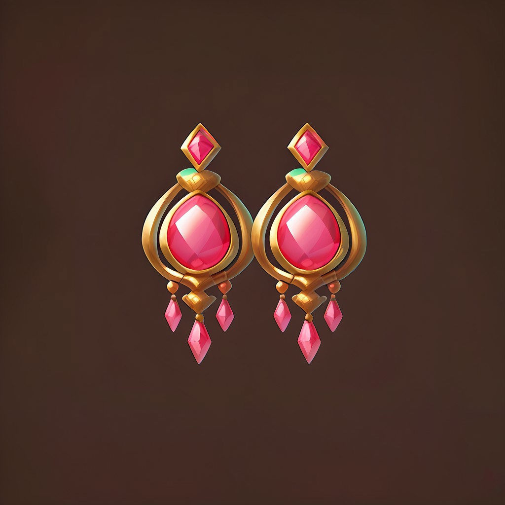 score_9, score_8_up, score_7_up, earrings, gold earrings, two earrings, gem, jewelry, pink gemstone, simple background, dark brown background,
simcas, no humans,