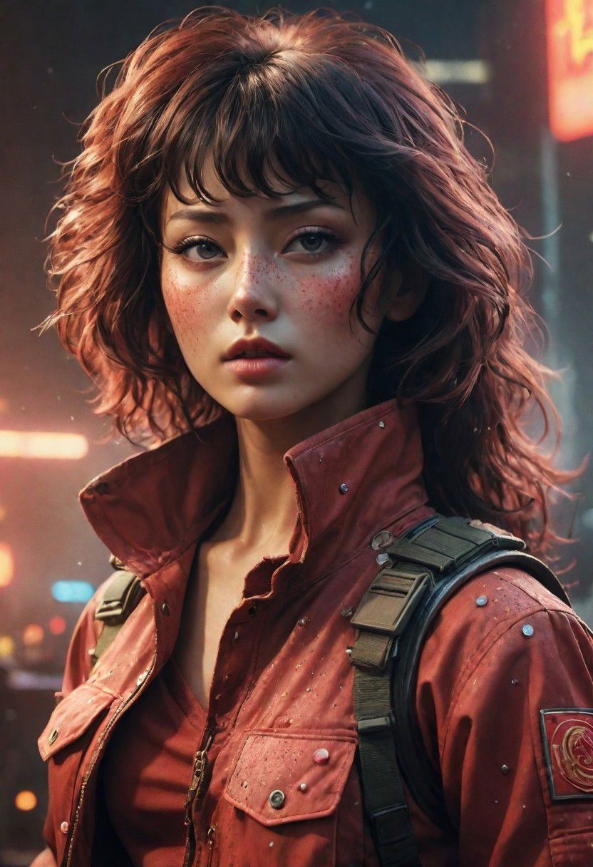 super closeup portrait, Create an image of a female busty bladerunner styled dystopian military kaneda from akira in an iconic pose, adorned with light freckles, dressed in historically accurate military attire, standing proudly amidst a vibrant battlefield. Surround her with dynamic particles, pureerosface_v1, cannonballs, and the chaotic energy of a historical war scene. Long Hair, 
very detailed, atmospheric haze, Film grain, cinematic film still, shallow depth of field, highly detailed, high budget, cinemascope, moody, epic, OverallDetail, gorgeous, 2000s vintage RAW photo, photorealistic, candid camera, color graded cinematic, eye catchlights, atmospheric lighting, skin pores, imperfections, natural, shallow dof