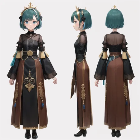 ((masterpiece, best quality)), original, absurdres, ((sfw)), <lora:NeverStyleV2A:0.5:NONE>, <lora:RoxanneStyle:0.5:NINALL>,
creative, interesting, detailed, intricate, colorful,
((chara-sheet, multiple views, full body, front, back)), <lora:Turnaround:1:INALL>,
((1girl, solo, age 100, she is 100 years old)), ((a inventor)),
((eyes, two-tone eyes)),
((hair, _)),
((clothes, noir clothes)),
((simple background, white background)),
((colors, _)),