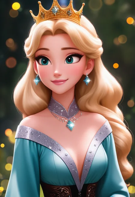 masterpiece, best quality, absurdes,  professional, 4k, highly detailed, 1girl, solo,
.35mm photograph, film, bokeh, cinematic photo casual,
<lora:All Disney Princess from Ralph Breaks the Internet (NoobAI):0.9>
Princess Aurora, blonde, crown,
mature female, smile,
blurry background, detailed background,
<lora:Detailer_NoobAI_Incrs_v1:0.4> detailed,