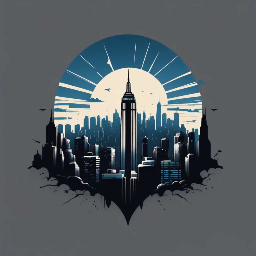 Graphic T-shirt, Iconic Superhero Character, City Skyline Landscape, Monochromatic Color Palette, Smooth Texture, Stencil Style, Aerial Perspective
,T shirt design,TshirtDesignAF,
<lora:TShirtDesignRedmondV2-Tshirtdesign-TshirtDesignAF:1>