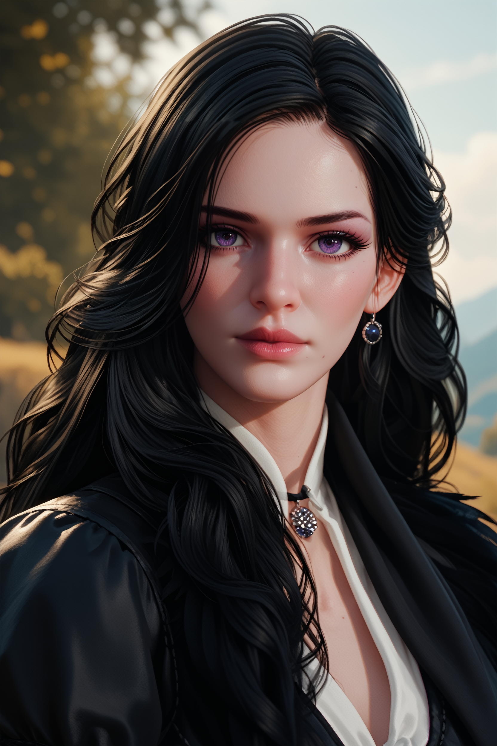 score_9, score_8_up, score_7_up,
<lora:TW3Yennefer:0.8>
TW3Yennefer, 1girl, black hair, purple eyes, long hair, looking at viewer, portrait