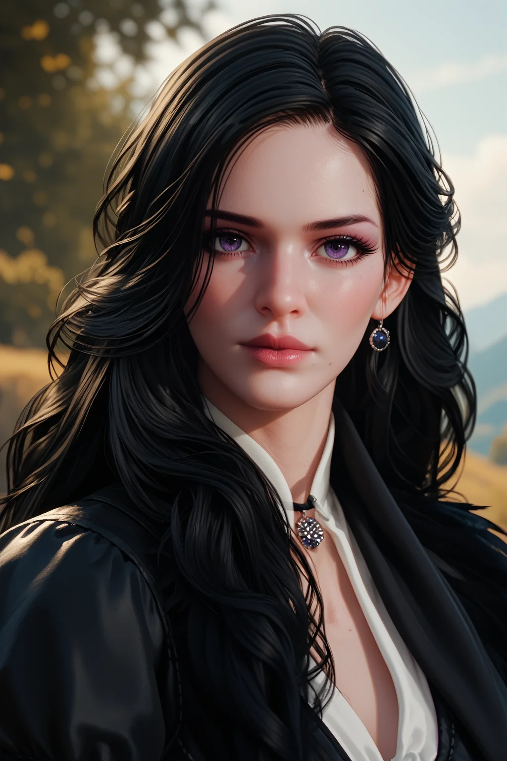 score_9, score_8_up, score_7_up,
<lora:TW3Yennefer:0.8>
TW3Yennefer, 1girl, black hair, purple eyes, long hair, looking at viewer, portrait