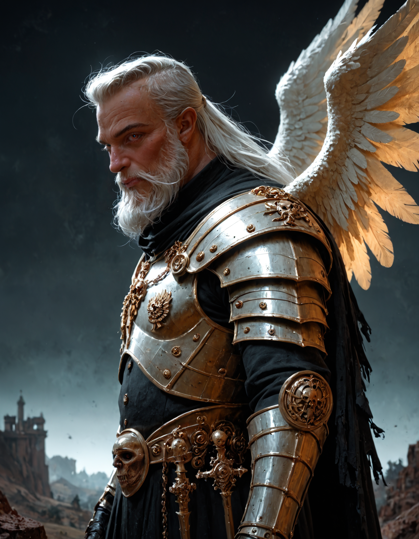 score_9, score_8_up, score_7_up, score_6_up, score_5_up, score_4_up, highly detailed, a winged artiangel by Roger Dean , by CFA Voysey , by Anthony Gerace , a strong fantasy dwarf warrior with a long beard and a thick armor standing on a hill top, in the style of  horrifying gothic art,  neo-baroque, ornate and elaborate, dynamic, limited dark faded palette, unusual colors, atmospheric haze, highly dynamic side view pose, highly dramatic volumetric lighting, best composition, highly artistic, harmonic colors,  ultimate aesthetic level, masterclass artistry
<lora:artiangel:0.5> artiangel, <lora:Fant5yP0ny:0.8>