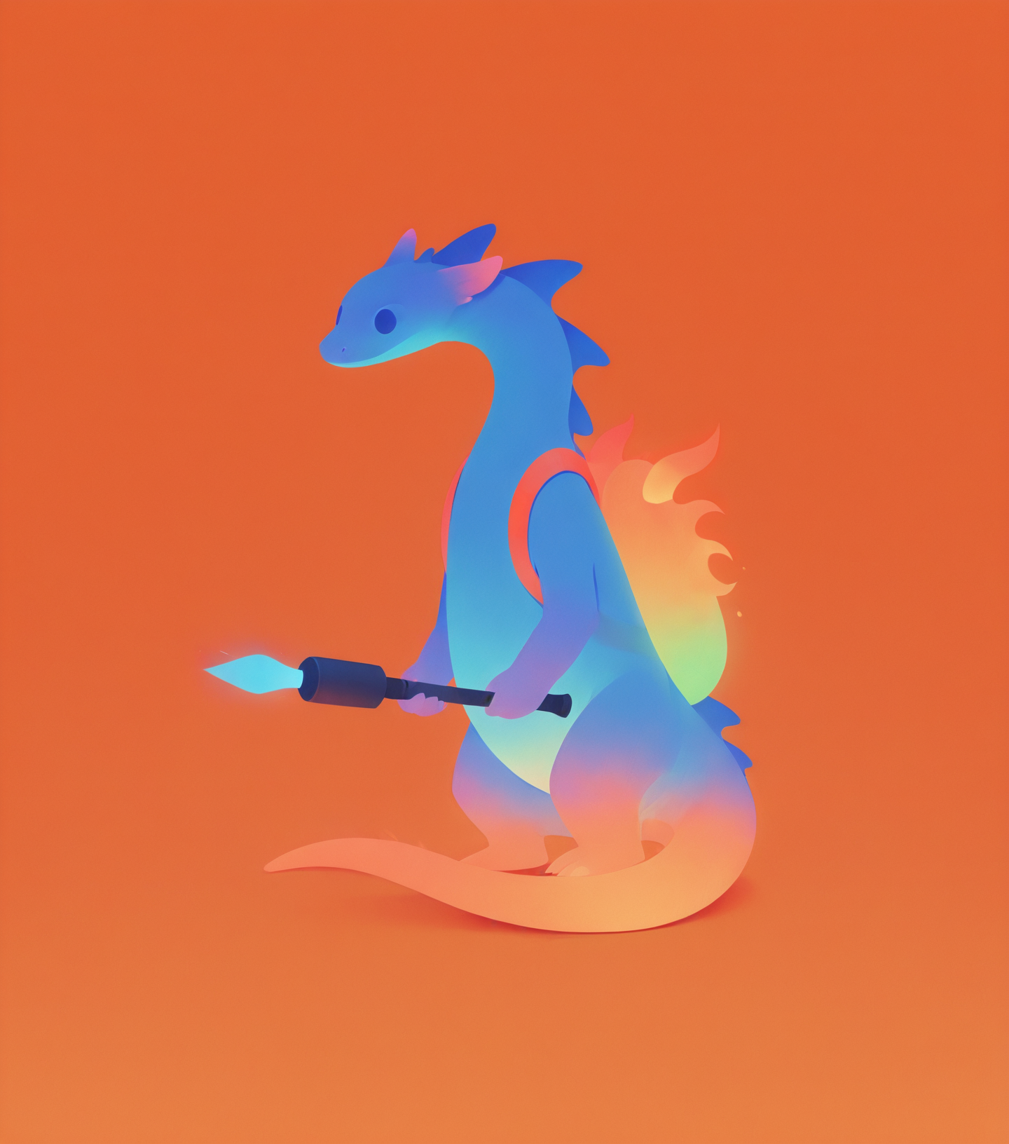 masterpiece, best quality, amazing quality, <lora:Soft_glow_buns:0.8> s0ftgl0w, minimalism, Dingodile, large, reptilian, orange, flame thrower backpack, masterpiece, best quality, amazing quality