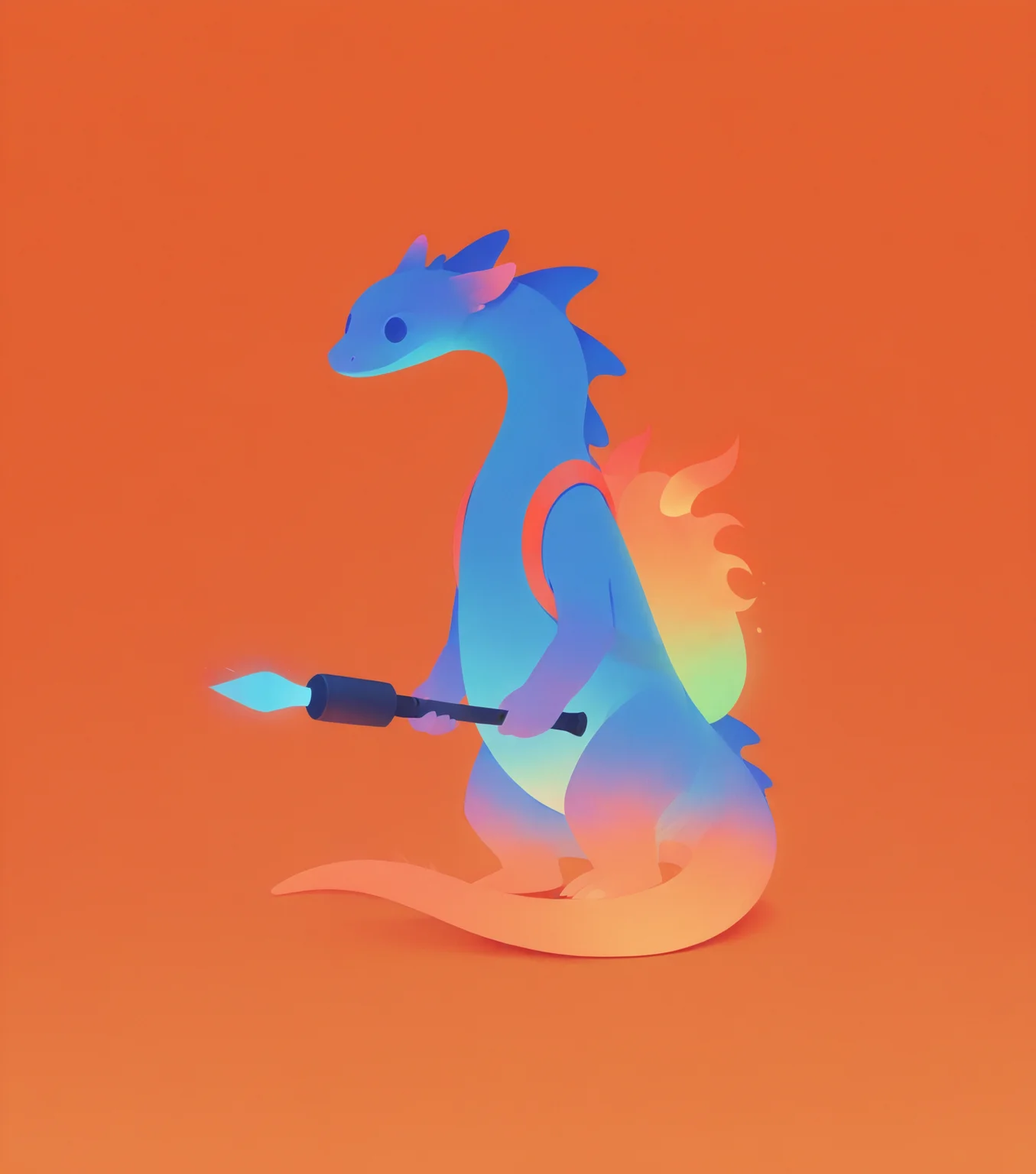 masterpiece, best quality, amazing quality, <lora:Soft_glow_buns:0.8> s0ftgl0w, minimalism, Dingodile, large, reptilian, orange, flame thrower backpack, masterpiece, best quality, amazing quality