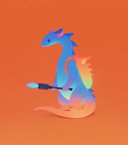 masterpiece, best quality, amazing quality, <lora:Soft_glow_buns:0.8> s0ftgl0w, minimalism, Dingodile, large, reptilian, orange, flame thrower backpack, masterpiece, best quality, amazing quality