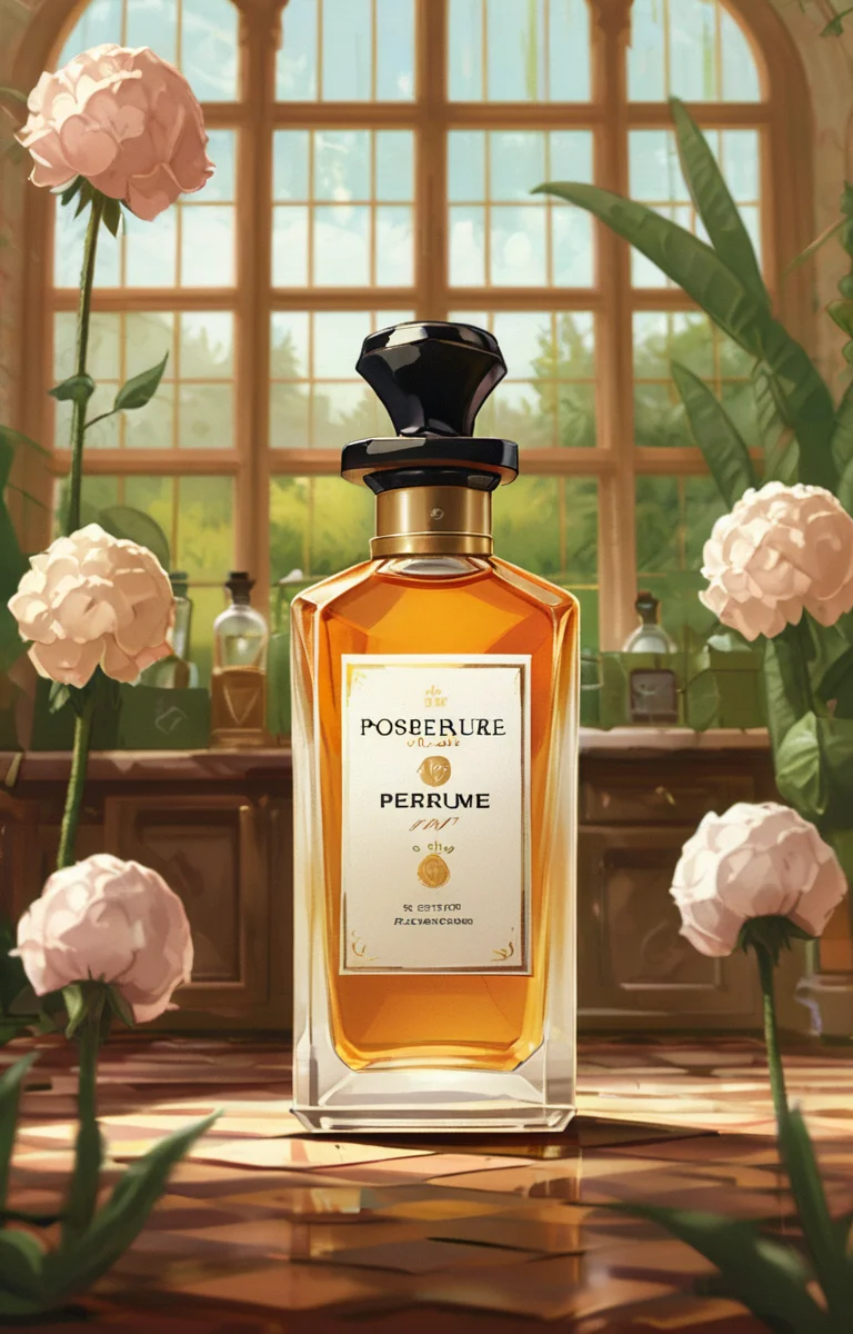 masterpiece,best quality,<lora:tbh2-sdxl:0.9>,illustration, A bottle of perfume in garden