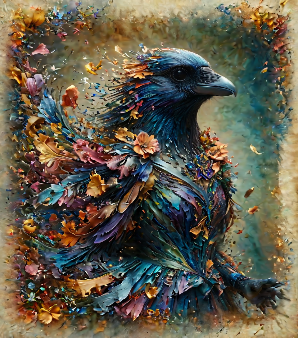cinematic still novuschroma06 style, Corvidfolk, dancer, beautiful with flowers, dancing, looking at viewer, ral-drptpl, ral-dissolve, damagedphoto, vignette, border, tape, corners, edges . emotional, harmonious, vignette, 4k epic detailed, shot on kodak, 35mm photo, sharp focus, high budget, cinemascope, moody, epic, gorgeous, film grain, grainy, novuschroma06 style, Corvidfolk, dancer, beautiful with flowers, dancing, looking at viewer, ral-drptpl, ral-dissolve, damagedphoto, vignette, border, tape, corners, edges, shiny, polished, vibrant, unique, elegant, intricate, detailed, colorful, illuminated, sharp, incredible detail