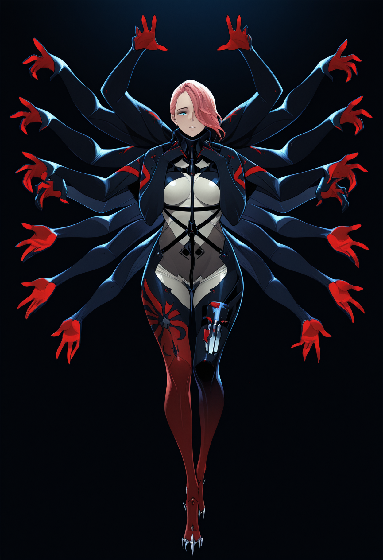 masterpiece, best quality, amazing quality, 1girl, <lora:mistral_illustrious_byJaneB:1>, mistral,
bodysuit, harness, extra arms, stretched limb, symmetrical  <lora:afkArenaIllustrious:1> afkArenaStyle
