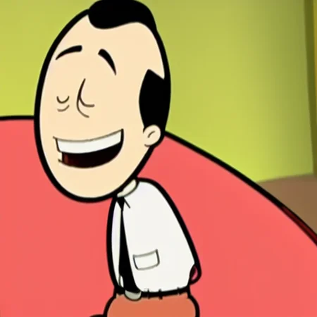 score_9, score_8_up, score_7_up, score_6_up, score_5_up, score_4_up, source_cartoon BREAK bob oblong, 1boy, shirt, white shirt, pocket, tie, black tie, brown pantlet, amputee, quadruple amputee, black hair, balding hair, laughing, closed eyes, open mouth, teeth, tongue, belt, black belt, cel shading, couch, red couch, on couch BREAK best quality, 4k, 8k, 10k, 32k, UHD, uploaded on DeviantArt
