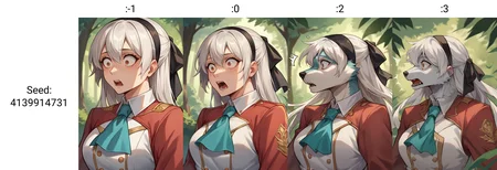 score_9, score_8_up,score_7_up,source_furry, source_ anime,
human,anthro wolf, forest,
zeroElie, black hairband, hair ribbon, long hair, ascot, uniform, long red sleeves, white dress, upper body, white hair, surprised,
<lora:Slider_human-anthro_v1:-1> <lora:elie-pdxl-nvwls-v1:0.8>