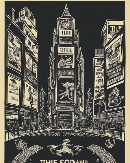 drckgrfk style image of time square, <lora:dreamlookai_stable-diffusion-v1-5_step_2200_b53ad249_lora [drckgrfk style]:1.1> , linoleum cut, block print, (contrast:1.2)