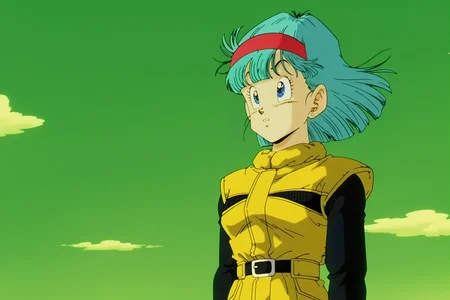 anime screencap, absurdres, high quality,
bulma, dbz, namek outfit, namek saga, 1990s \(style\), anime coloring, retro artstyle, 1girl, solo, blue eyes, surprised, aqua hair, bangs, upper body, looking afar, stud earrings, belt, red hairband, worried, yellow jacket, wind lift, wind, two tone jacket, planet namek, shoulder pads, sleeveless jacket, eyelashes, fingernails, black undershirt, long sleeves, short hair, green sky, outdoors,
<lora:Bulma_IL:0.8>