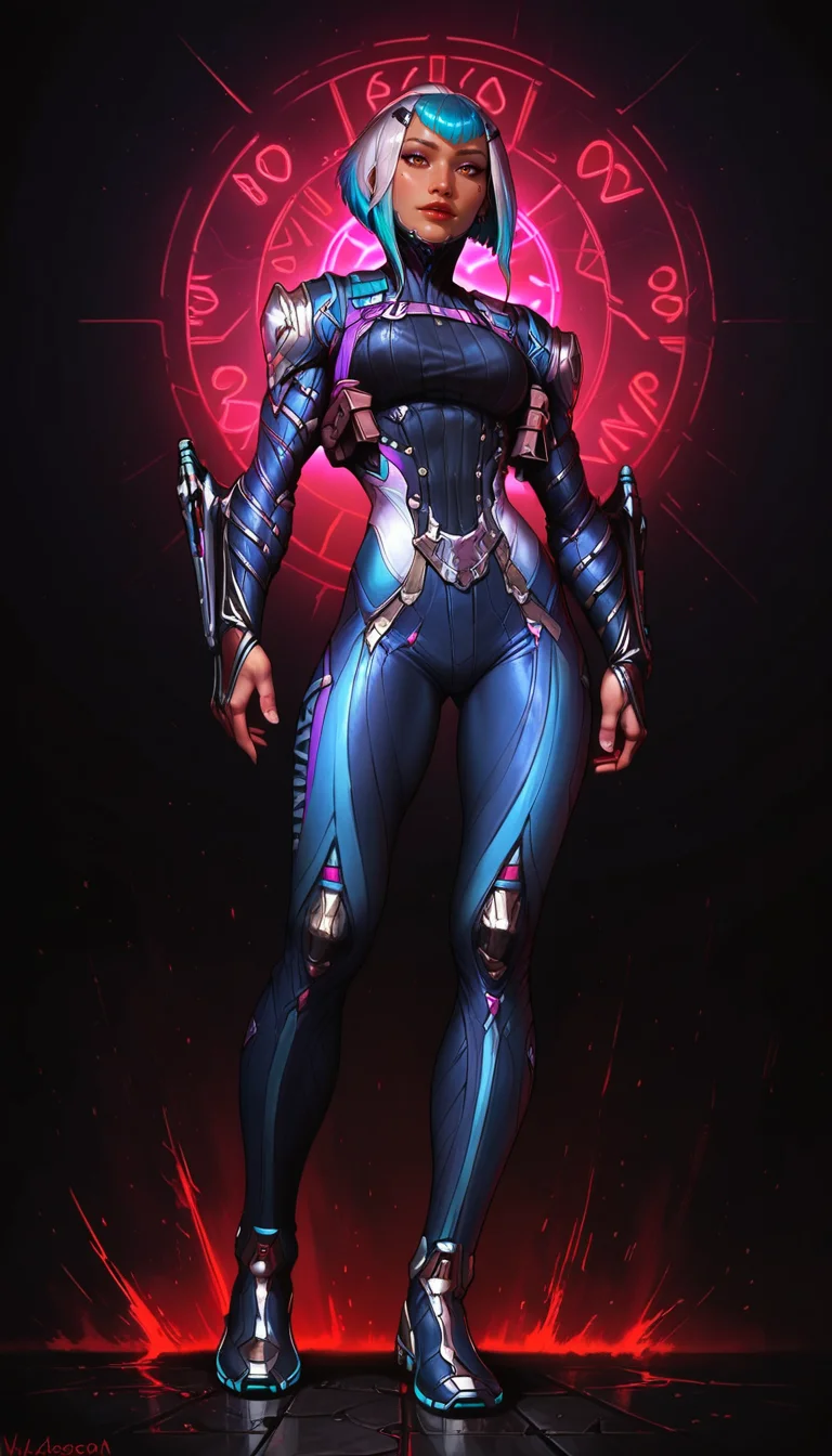 score_9, score_8_up, score_7_up, , detailed face,  best quality, perfect eyes, floating hair,  best quality,, perfect eyes,  detailed background, full body shot, from below, cowboy shot, cityscape, city background, dynamic pose, sexy pose, 
<lora:DetailedEyes_V3 helper eye:1>, looking at viewer, 
<lora:Expressive_H:0.45> Expressiveh, <lora:g0th1cPXL:0.35> g0thicPXL, glowing, neon, <lora:incase_style_v3-1_ponyxl_ilff Pony-St1le:0.6>,<lora:princess_xl_v2:0.75>,
, a0i, short hair, multicolored hair, bodysuit, multicolored hair, science fiction,  <lora:Warframe_1999_Aoi-000007:0.8>