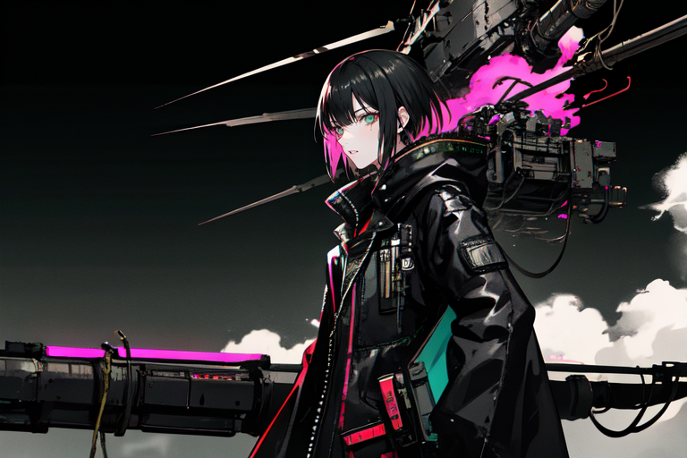 highly insanely detailed, masterpiece, top quality, best quality, highres, 4k, 8k, RAW photo, (very aesthetic, beautiful and aesthetic),  
tsutomu nihei,nihei_tsutomu,blame!,blame gakuen!,abara,TNstyle,sidonia_no_kishi,drainpipe,cables,tubes,industrial pipes,machinery,foggy,smoke,steam,bridge,science fiction,cyberpunk,blm, 
<lora:ABARA:0.6>, 
(1girl:1.3), 
solo focus, 
prison,neon green background,neon black background,neon pink background,(colored fractal background,colored smoke background,gradient background),âââ