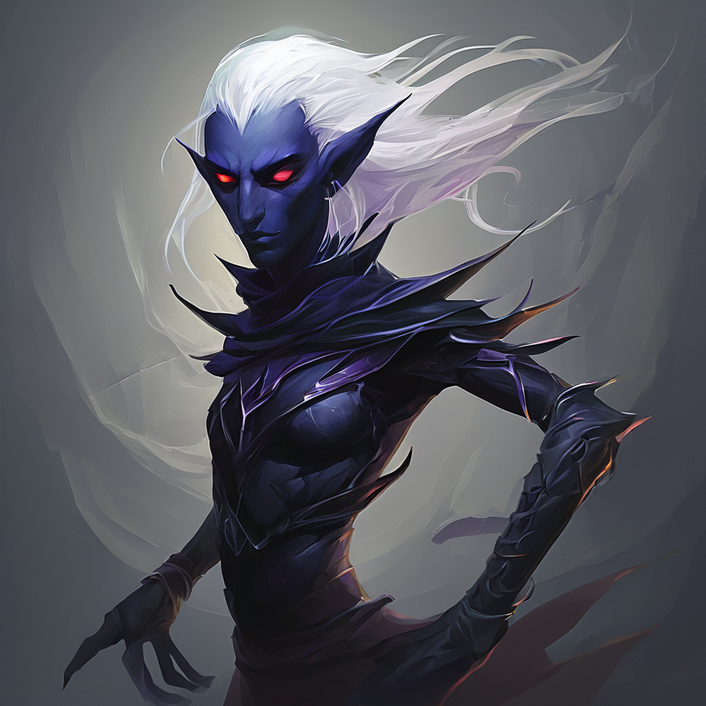 Drow are the Dark Elves of the Underworld - fearless killers who are known for both their spellcasting and fighting ability. Though more frail than humans,they are solid fighters with a great reputation of ruthlessness and precision. Those who cross a dark elf usually meet a swift demise. Drow are tallish elves with indigo skin and white hair,and usually have either red or golden eyes.,masterpiece,long exposure,layered elements,motion photography,stark contrasting color transitions,saturated colors,harmonious color story,illusionism,beautiful details,blackhole energy core,
<lora:artfullydrow__sdxl_v1:1>,