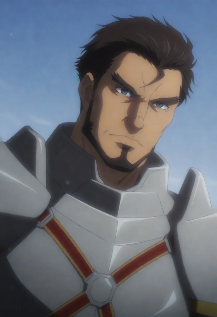 score_9, score_8_up, score_7_up, score_6_up, source_anime\(Overlord\), perfect anatomy, perfect proportions, best quality, masterpiece, high-resolution, high quality, aesthetic, absurdres, (male focus), solo male, Gazef Stronoff \(Overlord\), brownish black hair, short hair, sideburns, black eyes, facial hair, chinstrap beard, jawline beard, Warrior Captain Armor\(Overlord\), Gazef's Armor\(Overlord\), breastplate, shoulder armor, forearm armor, brown gloves, adult, mature, masculine, manly, handsome, charming, alluring, serious, upper body, dutch angle, shy, portrait, headshot, close-up, snow sky
<lora:EMS-432575-EMS:1.000000>