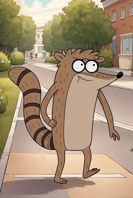 score_9, score_8_up, score_8,
<lora:Rigby_Regular_Show_for_PonyXL:0.8> 1boy, male focus, furry male, r1gby, racoon, solo, tail
parody, source_cartoon,
walking, outdoors, sidewalk,