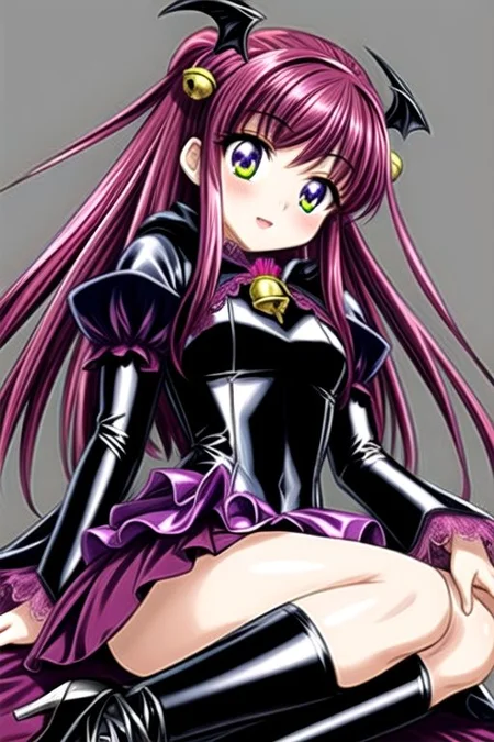Bad_End_Precure, DarkPrecure, evil corrupted princess wearing dark pastel (ruffled:1) (gleaming latex:1) gown with (long latex vampire cloak:1.1) and (lace bell sleeves), soft lighting, ruffles,
(vmpr:1.1),
<lora:more_details:1>,