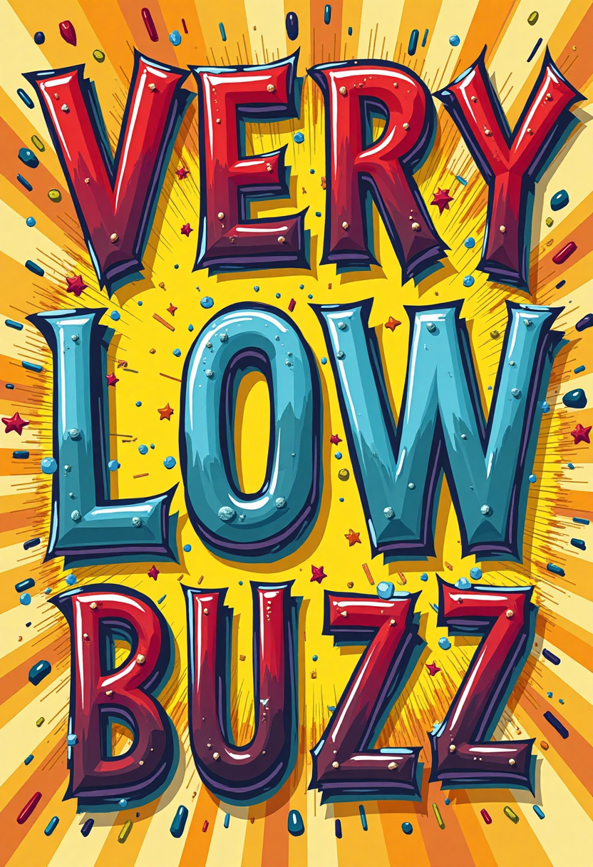 comix text "very low buzz" letters on top. sigh