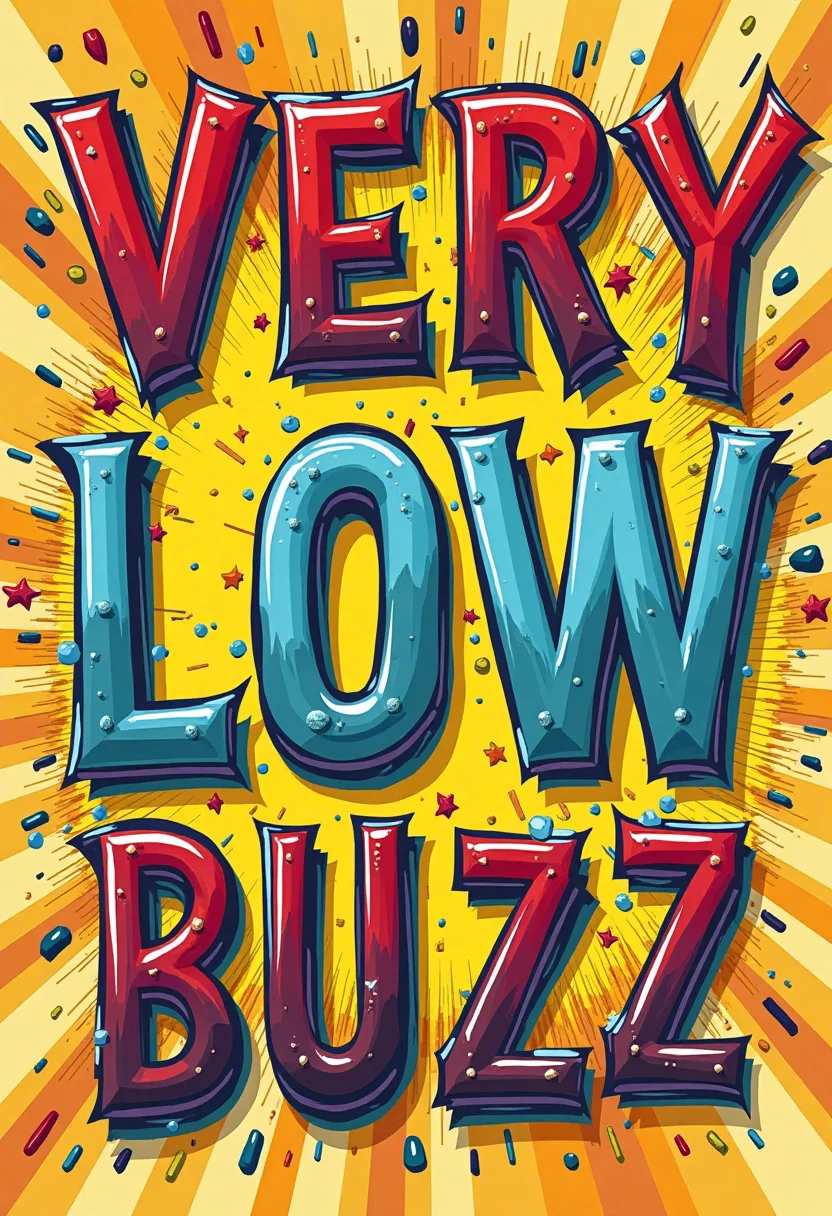 comix text "very low buzz" letters on top. sigh