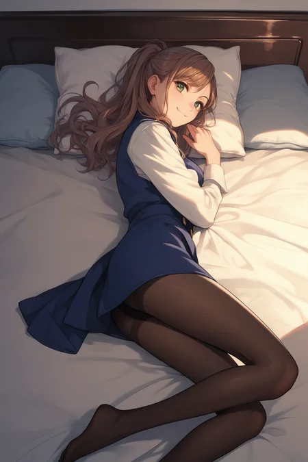 score_9,score_8_up,score_7_up,score_6_up,source_anime,
<lora:lisa_v2:1>,lisa,1girl,(imai lisa:1.2),smile,indoor,looking_at_viewer,flight attendant,black_pantyhose,love hotel,bed,bed_sheet,pillow,