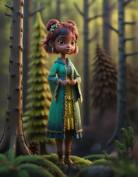 Aurelia Nightshade character elder woman Rakshasa standing in Coniferous Swamp, particle volumetric dust  <lora:STYLIZARD_v1:1.2> sharp focus, macro, micro, Fawn Copper ambient, sub surface scattering, glow