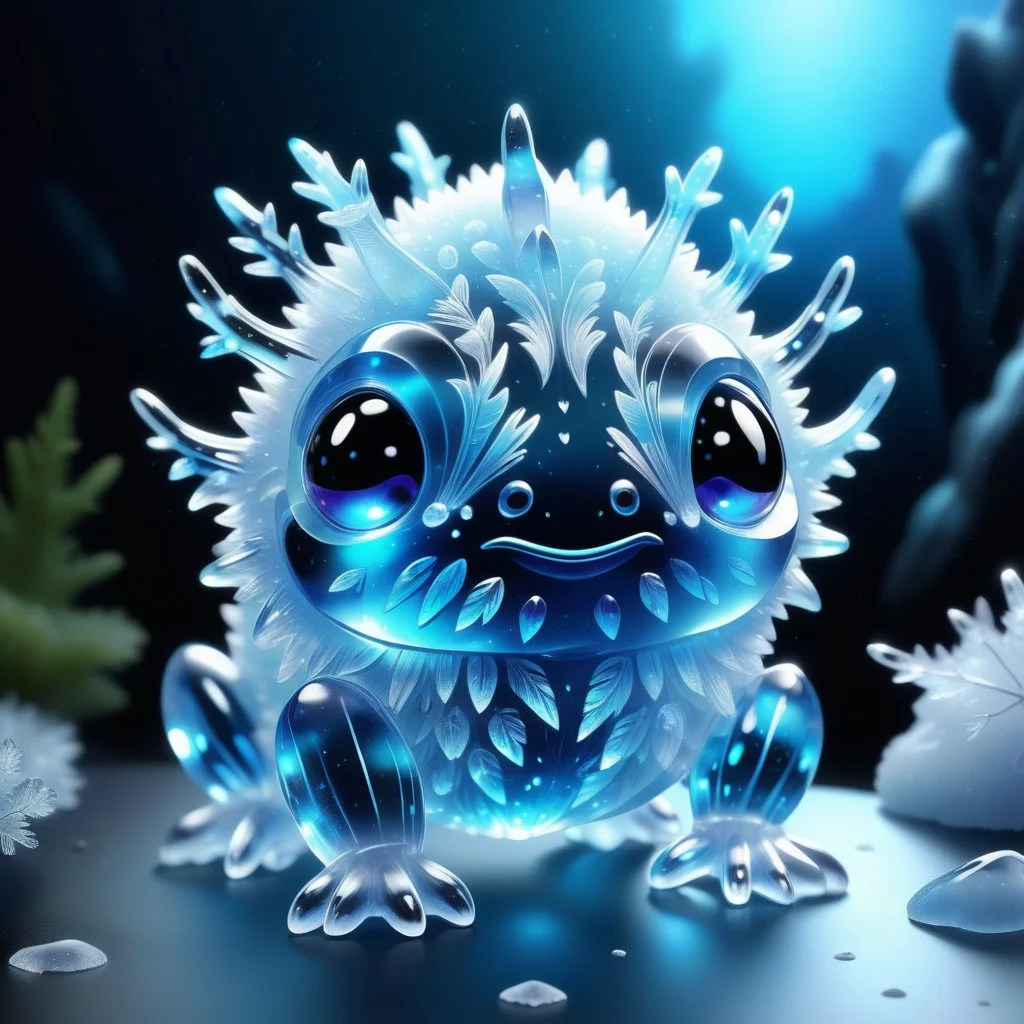 a cute creature made out of Jed-Blmicry, <lora:BioIceCrystalStyle-000006:0.7>, masterpiece, full of details,