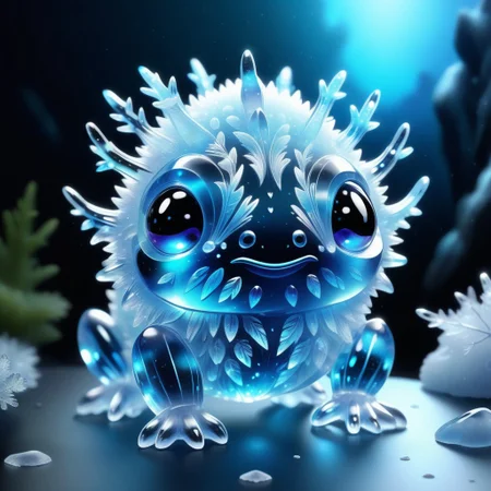 a cute creature made out of Jed-Blmicry, <lora:BioIceCrystalStyle-000006:0.7>, masterpiece, full of details,