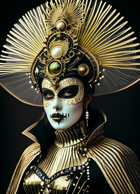 hyperrealistic art breathtaking helios,psy,DARK Sci-fi rococo Style - Adorned in a mask and cape reminiscent of D'Artagnan's era, a skilled cyborg knightess resembling the girl with the pearl earrings, weathered gold and wooden armor sun-bleached, her eyes gleaming with triumph. holding a radiant translucent glowing surreal beige orbstaff, adorned with a towering neon translucente sss sedge hat veiling her face, her metallic intricacies faintly aglow in translucent dark bleaked neon,
creating a hyperpunk scene with desaturated dark rgb spectral neon and translucent black details, colorful (polaroid:0.7) with vibrant colors, (vacations, high resolution:1.3), (small, selective focus, european film:1.2), (sexual advance:1.1), closeup
 <lora:helios2:1> . award-winning, professional, highly detailed . extremely high-resolution details, photographic, realism pushed to extreme, fine texture, incredibly lifelike, Cinematic photography, movie mood, cinematic light, compelling composition, storytelling elements, conveys emotion, mood, and narrative depth, creating visually striking images that feel like still frames from a film