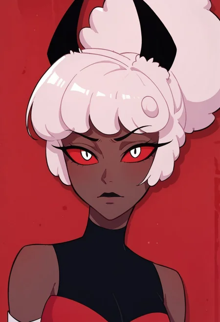 score_9, score_8_up, score_7_up,
masterpiece, best quality, detailed, amazing quality,
detailed background,
detailed eyes, clean eyes,
dynamic pose,
solo, 1woman, woman,
easynegative,
c4rl4_c4rm1n3, white hair, dark skin, red white eyes, black horns