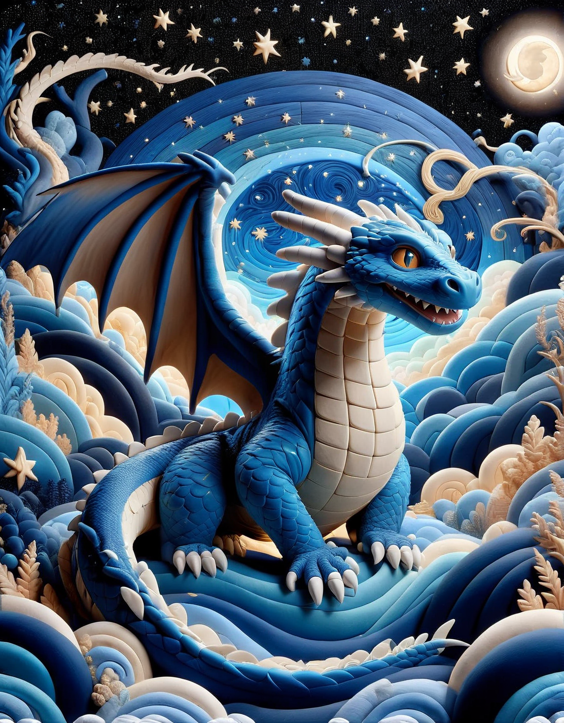 ais-hppycly a majestic dragon soaring through a starry night sky <lora:ais-hppycly-sdxl:1>