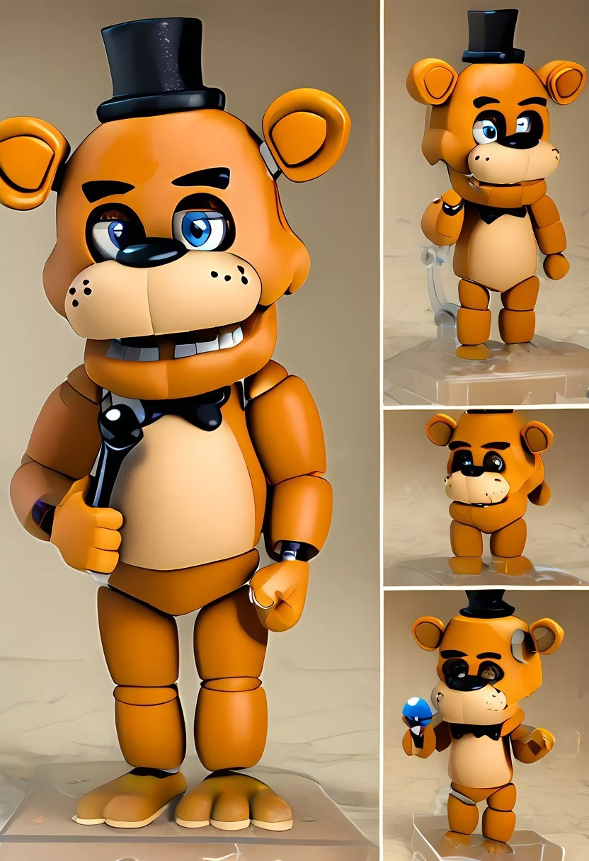 masterpiece, best quality, <lora:nendoroid-figurines-ponyxl-lora-nochekaiser:1>, nendoroid, 1girl, solo, chibi, 3d,, freddy