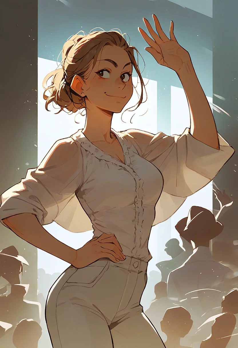 source_anime, score_9, score_8_up, score_7_up, 1girl, solo, Dancing with one hand on the hip, panorama, face, rating_safe, <lora:incase_mix_pony:1.0>