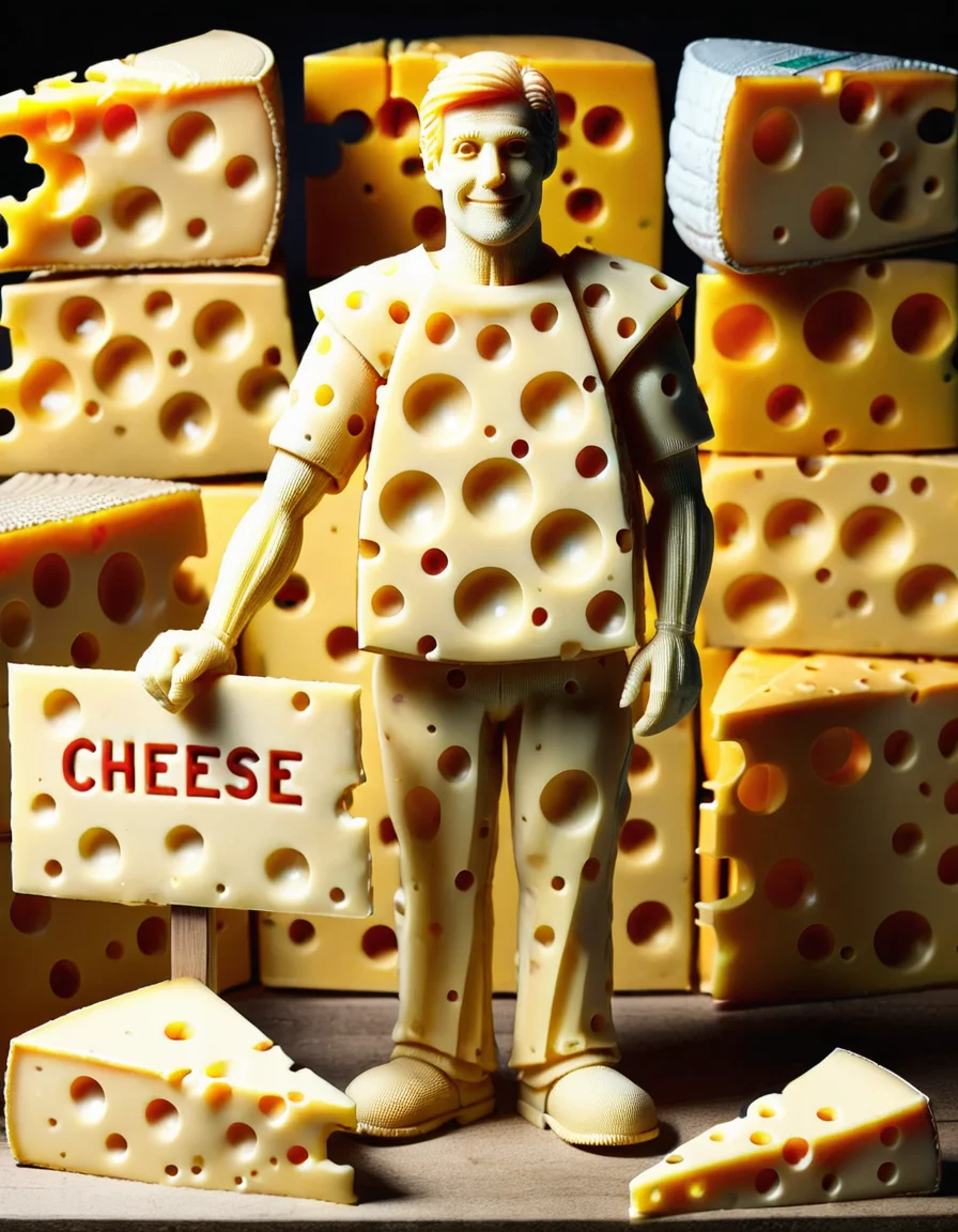 cheeselora, man holding sign: cheese