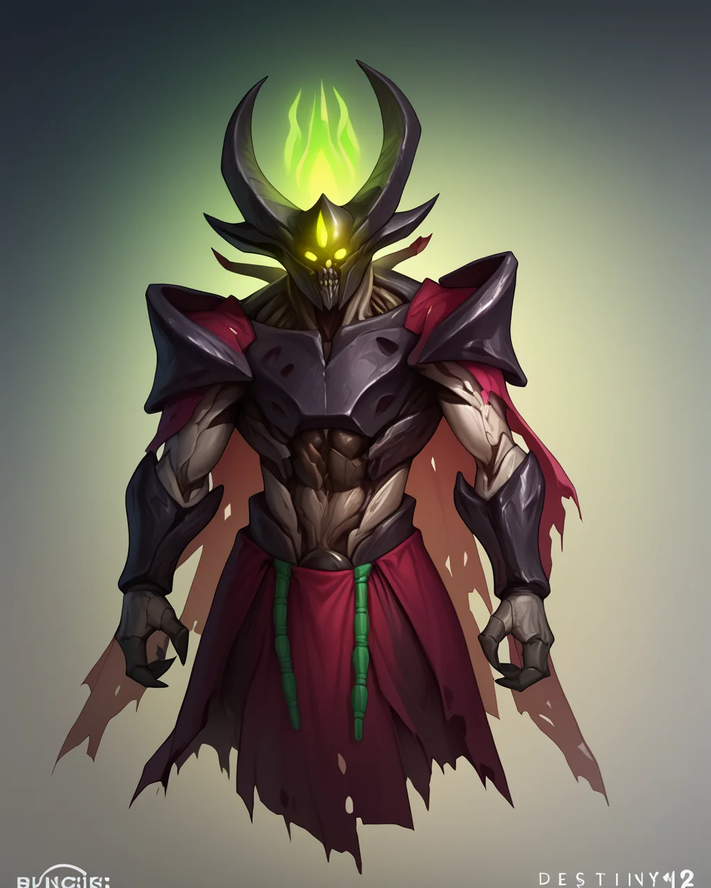score_9, score_8_up, score_7_up, score_6_up, score_5_up, Rating_Explicit, A monster with three eyes and (chitinous plating:1.1), dhive, (skeletal:0.66), (zoomed in:1.1), cloth, (monster:0.8), glowing, HiveWizard, helmet, glowing, Lighthive, colored skin, armor, full armor, halter top