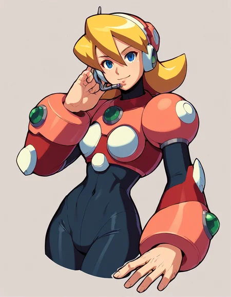 score_9, score_8_up, score_7_up, 2D, 1girl, solo, alia (mega man), blonde hair, hair over shoulder <lora:AliaSDXL:1>