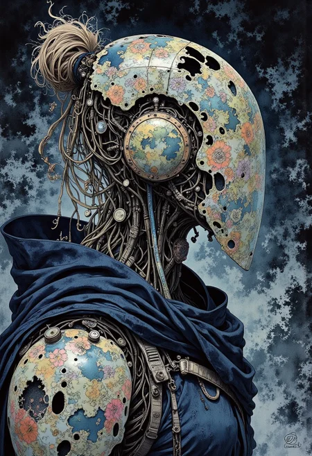 Studio Ghibli Dark Fairytale, cpstyle, intricate cyborg Portrait