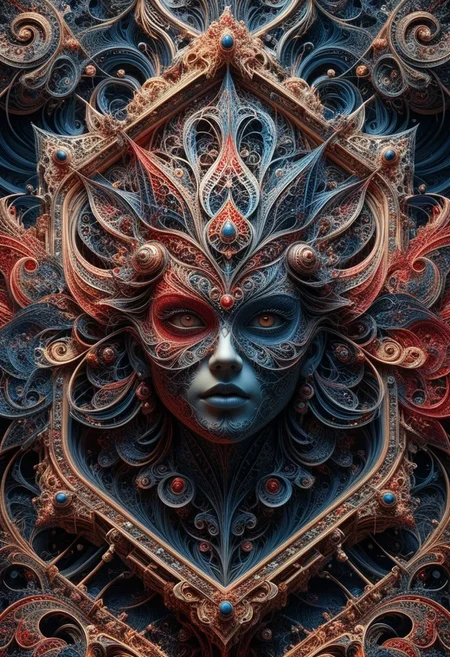 photo of a paisley pattern, boteh, paisley, navy blue, madder red, almond, official art, aesthetic, dynamic angle, hyper detailed, order and chaos, dark colors, (extremely detailed, intricate details, masterpiece, best quality, 8k wallpaper:1.4), dramatic lighting, (dark blue and madder red palette:1.2), twisting paisley