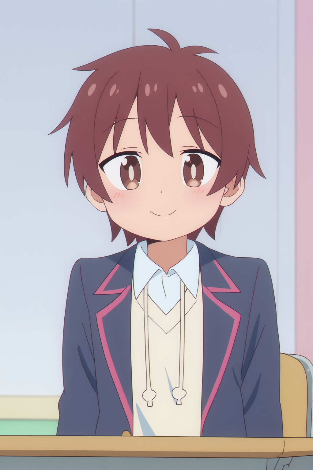 anime screencap, consistent background,   Yuuta Sakurada, upper body, light smile <lora:Onimai-Yuuta_Sakurada-PDXL:0.8>