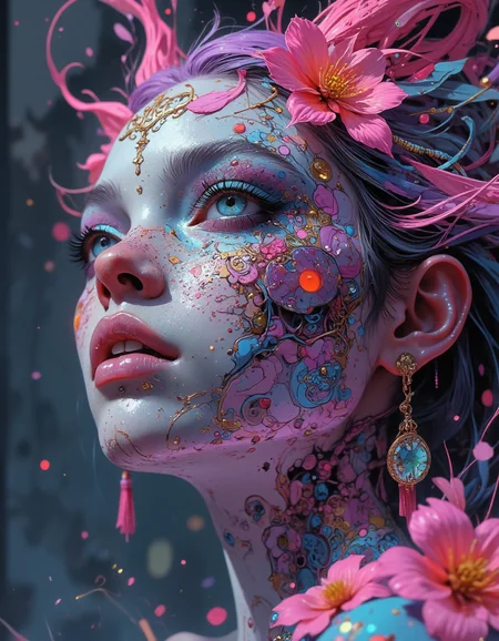 a dipiction of a nalusa falaya, blending form with reality. Glitching the surreal with blurred dreams in muted colors. Woven light fuses delicatly with whispering shimmers creating a eyecatching and masterpiece artwork.