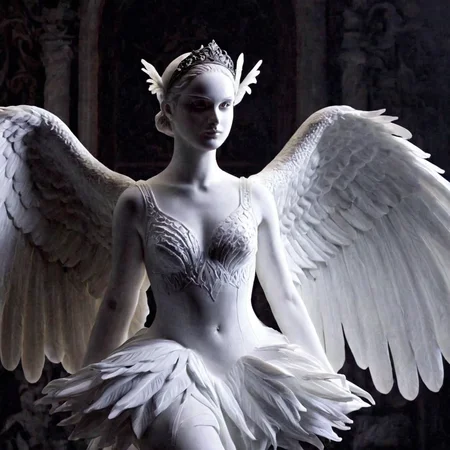 UHD, 4k, ultra detailed, cinematic, a photograph of <lora:perfection style:0.3>
<lora:sculpture v2:0.9>
Marble sculpture statue of <lora:Black Swan:1>
Black Swan a woman in a white dress with a feathered headband, gothic, epic, beautiful lighting, inpsiring