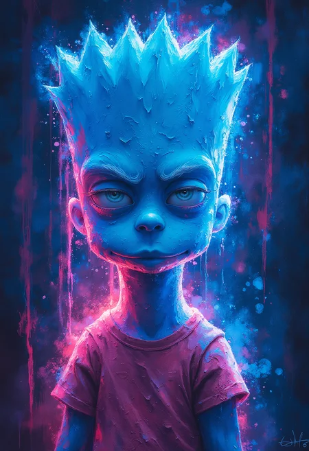 Bart Simpson, Indigo Blue, Vibrant Glow