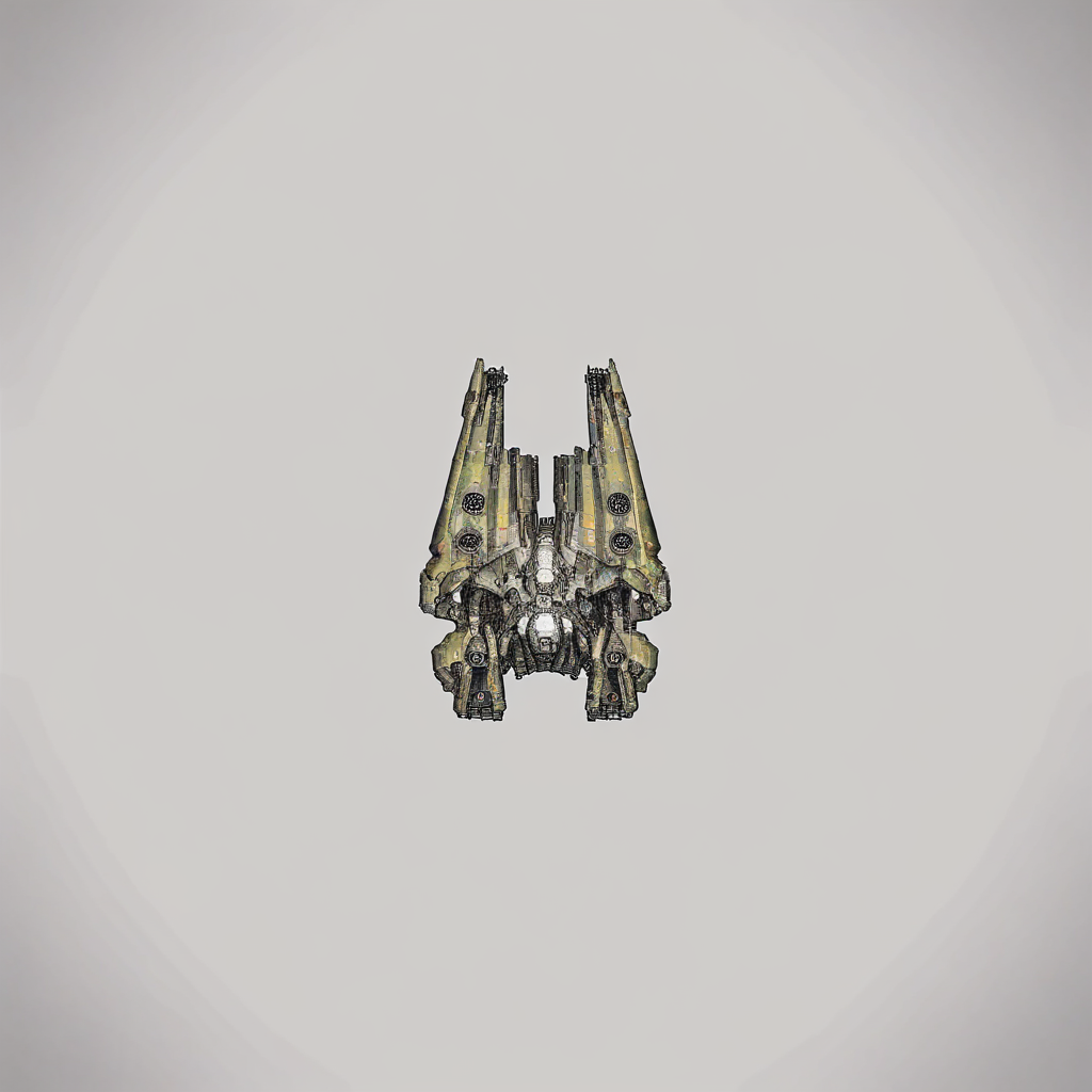 <lora:Starsector_Ship_Pony_LORA:1>, simple background, spaceship, midtech, capital