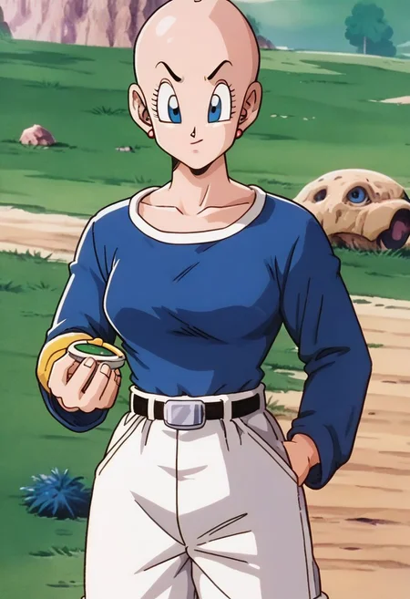 score_9, score_8_up, score_7_up, saiyan saga, bulma, bald, blue eyes,
