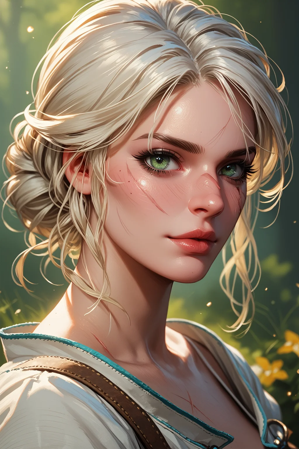 score_9, score_8_up, score_7_up,
<lora:CiriWitcher:0.8>
CiriWitcher, 1girl, white hair, green eyes, scar, looking at viewer, portrait